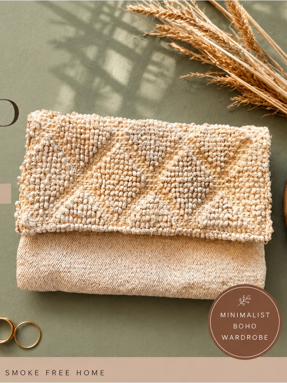 🔥 3/$20 Boho Textured Foldover Clutch | Neutral Purse | Woven Handbag